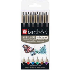 Pigma Micron Fineliners 0,45mm 6 väriä