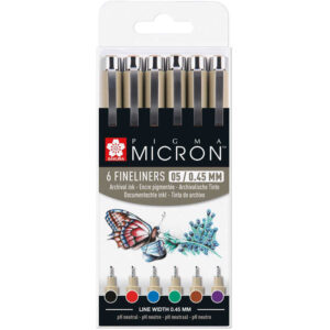 Pigma Micron 6kpl värikyniä 05