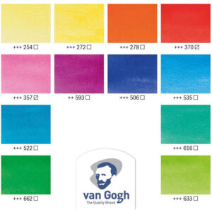 Van Gogh Vibrants 12x½ akvarellinappi, värikartta