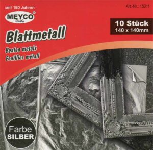 Lyöntimetalli hopea, 14cmx14cm 10kpl Meyco