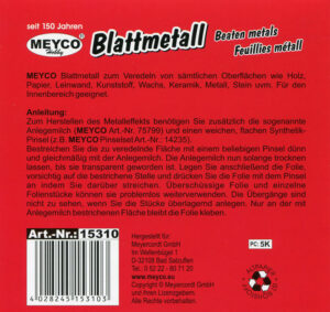 Alternative view of Lyöntimetalli, kulta 14cmx14cm 10kpl Meyco